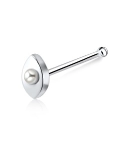 Pearl in Eye Silver Bone Nose Stud NSKD-203p